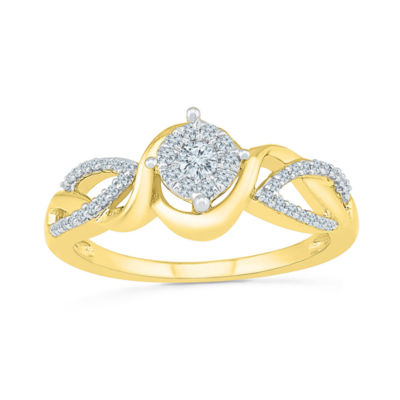 Promise My Love Womens 1/4 CT. T.W. Natural White Diamond Sterling Silver Round Side Stone Promise Ring