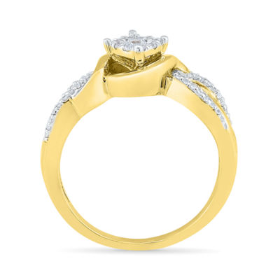 Promise My Love Womens 1/4 CT. T.W. Natural White Diamond Sterling Silver Round Side Stone Promise Ring