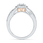 Promise My Love Womens 1/4 CT. T.W. Genuine White Diamond Sterling Silver Round Side Stone Promise Ring