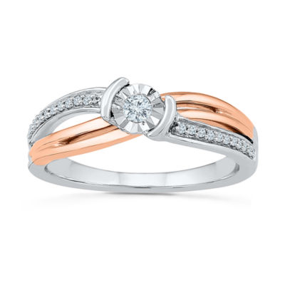 Promise My Love Womens 1/8 CT. T.W. Natural White Diamond Sterling Silver Round Side Stone Promise Ring