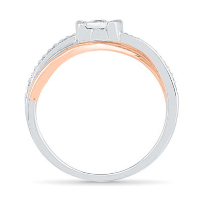 Promise My Love Womens 1/8 CT. T.W. Natural White Diamond Sterling Silver Round Side Stone Promise Ring