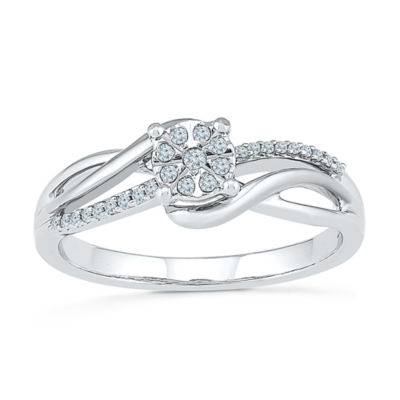 Promise My Love Womens 1/10 CT. T.W. Natural White Diamond Sterling Silver Round Promise Ring