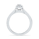 Promise My Love Womens Diamond Accent Genuine White Diamond Sterling Silver Round Side Stone Halo Promise Ring