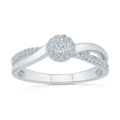 Womens 1/5 Natural White Diamond Sterling Silver Round Side