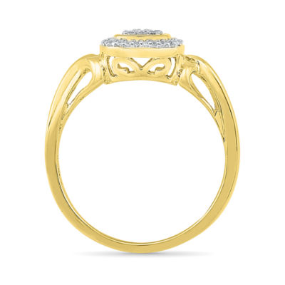 Promise My Love Womens 1/6 CT. T.W. Natural White Diamond Sterling Silver Cushion Halo Promise Ring