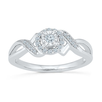 Promise My Love Womens 1/6 CT. T.W. Natural White Diamond Sterling Silver Round Promise Ring