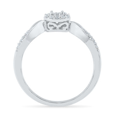 Promise My Love Womens 1/5 CT. Natural White Diamond Sterling Silver Round Promise Ring