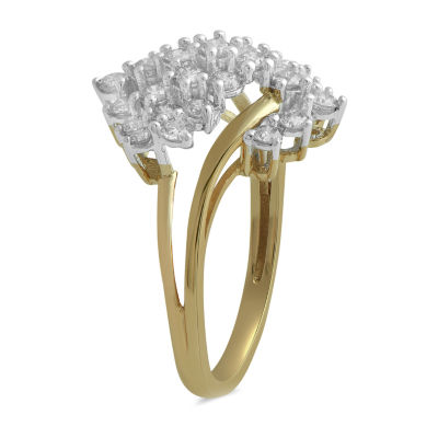 Womens 1 CT. T.W. Natural White Diamond 10K Gold Cluster Cocktail Ring