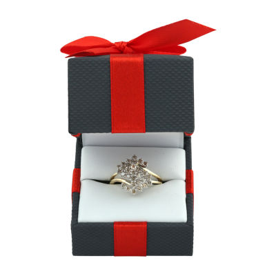 Womens 1 CT. T.W. Natural White Diamond 10K Gold Cluster Cocktail Ring