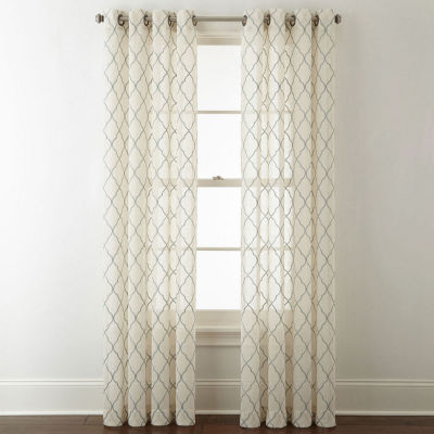 JCPenney Home Bayview Embroidered Sheer Grommet Top Single Curtain Panel   DP0107202007012594M