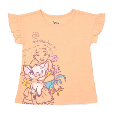Okie Dokie Toddler Girls Crew Neck Princess Moana Short Sleeve Graphic T-Shirt