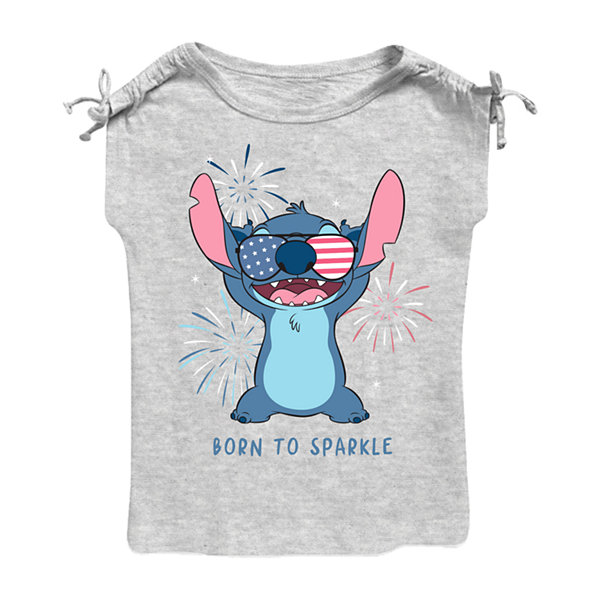 Disney Little & Big Girls Crew Neck Stitch Sleeveless Graphic T-Shirt