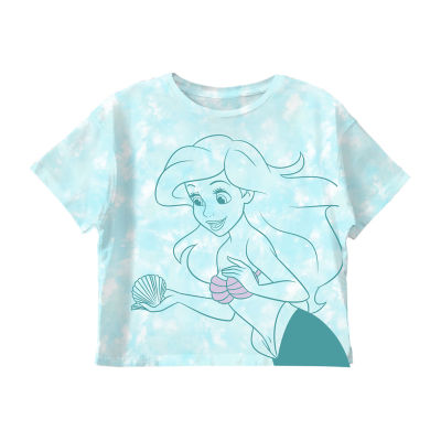 Disney Collection Little Big Girls Crew Neck The Little Mermaid Ariel Princess Short Sleeve Graphic T Shirt Color Aqua White Jcpenney