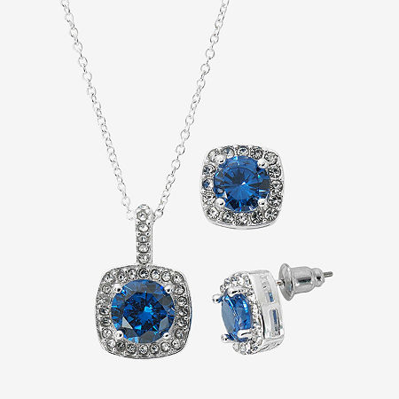 Sparkle Allure Light Up Box 2-pc. Cubic Zirconia Pure Silver Over Brass Square Jewelry Set, One Size, Silver