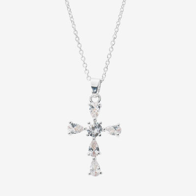 Sparkle Allure Light Up Box Womens Cubic Zirconia Pure Silver Over Brass Cross 4-pc. Jewelry Set