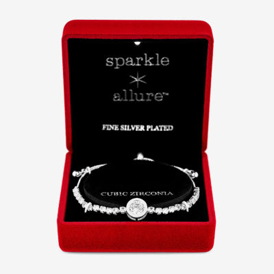 Sparkle Allure Light Up Box Womens Cubic Zirconia Pure Silver Over Brass Round 2-pc. Jewelry Set