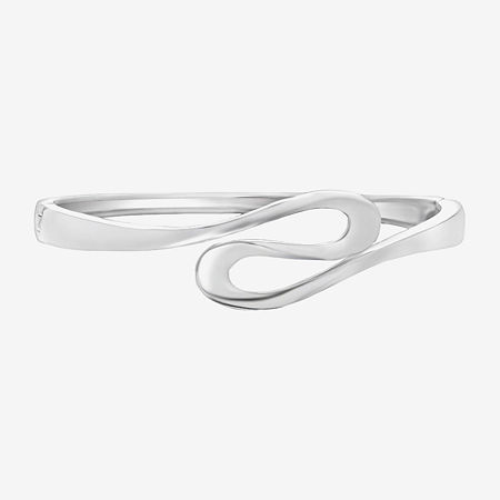 Sparkle Allure Squiggle Womens Cubic Zirconia Silver Tone Pure Silver Over Brass Bangle Bracelet