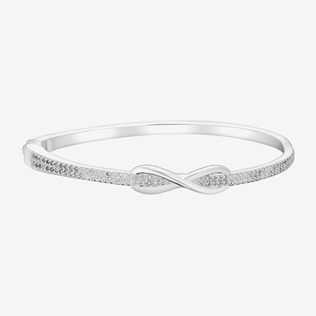 Sparkle Allure Womens White Silver Tone Pure Silver Over Brass Infinity Bangle Bracelet