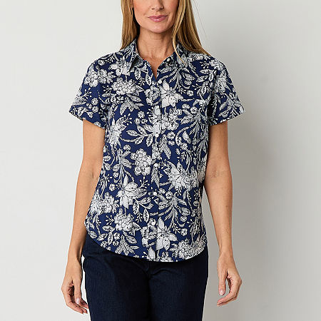 St. John's Bay Tall Womens Short Sleeve Blouse