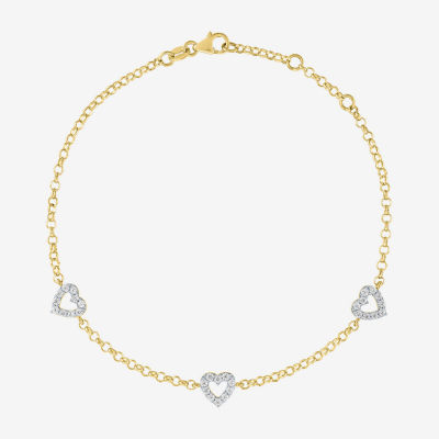 Diamond Addiction (G-H / I1-I2) Womens 1/3 CT. T.W. Lab Grown White Diamond 10K Gold Heart Charm Bracelet