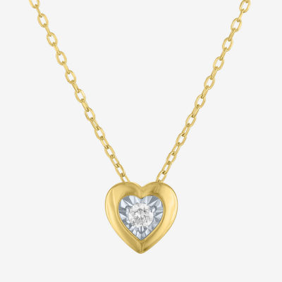 (G-H / I1-I2) Womens 1/10 CT. T.W. Lab Grown White Diamond 14K Gold Over Silver Heart 18 Inch Pendant Necklace