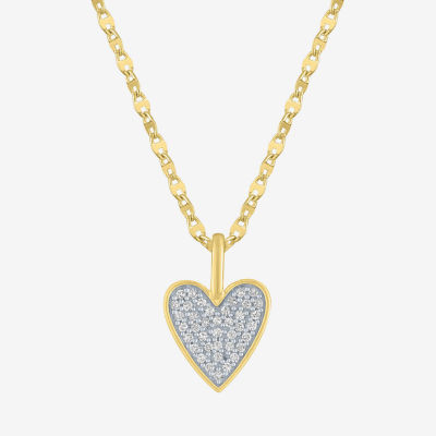 (G-H / I1-I2) Womens 1/7 CT. T.W. Lab Grown White Diamond 14K Gold Over Silver Sterling Silver Heart 16 Inch Pendant Necklace