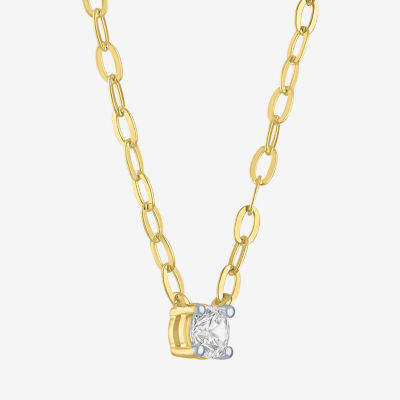 (G-H / I1-I2) Womens 1/4 CT. Lab Grown White Diamond 14K Gold Over Silver Sterling Silver Round 16 Inch Pendant Necklace