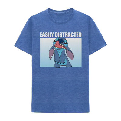 Mens Crew Neck Short Sleeve Classic Fit Lilo & Stitch Graphic T-Shirt