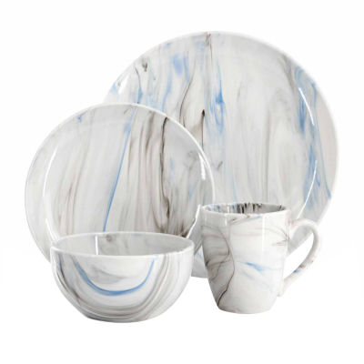 Elama Fine Marble 16-pc. Porcelain Dinnerware Set