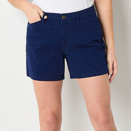 St. John's Bay Womens Mid Rise Chino Short, 20, Blue