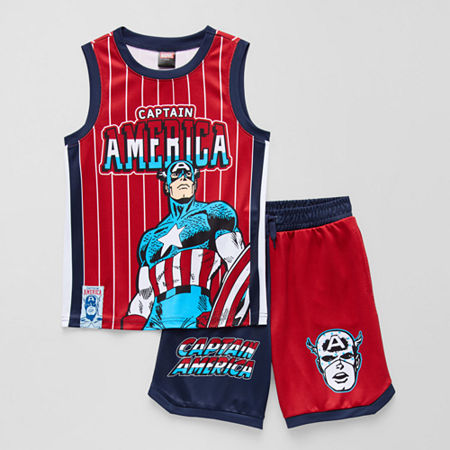 Disney Collection Little & Big Boys 2-pc. Captain America Short Set, 4, Red