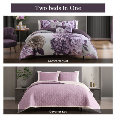 Bebejan Plum Petal 8-pc. REVERSIBLE Comforter Set