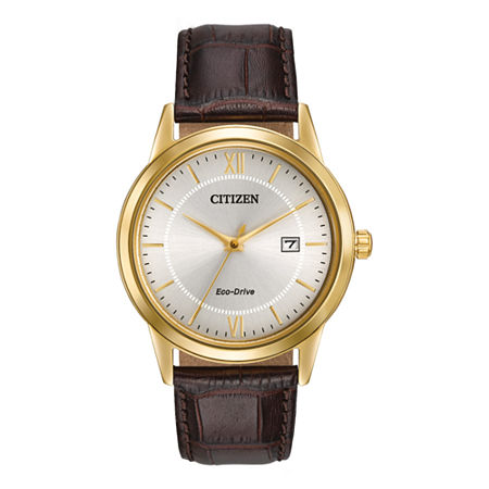 Citizen Corso Mens Brown Leather Strap Watch Aw1232-04a, One Size