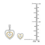 White Cubic Zirconia 10K Gold Sterling Silver Heart 2-pc. Jewelry Set