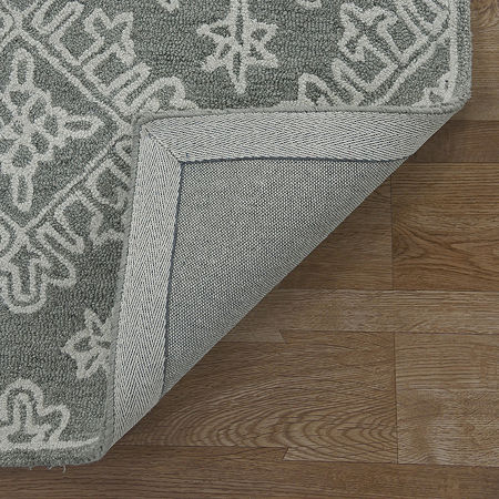 Boston Hand Tufted Rectangular Rugs & Floor Coverings Indoor Geometric Accent Rugs, One Size, Gray