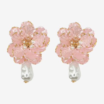 Bijoux Bar Simulated Pearl Flower Drop Earrings
