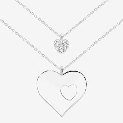 Sparkle Allure Womens Cubic Zirconia Pure Silver Over Brass Heart 2-pc. Jewelry Set