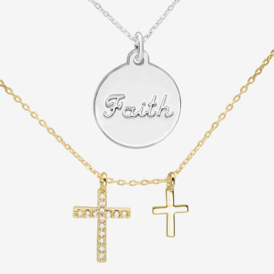 Sparkle Allure 2-pc. Cubic Zirconia 14K Gold Over Brass 18K Rose Gold Over Brass Cross Jewelry Set