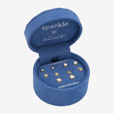 Sparkle Allure 5 Pair Cubic Zirconia Moon Star Earring Set