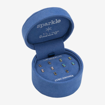 Sparkle Allure 5 Pair Crystal Rectangular Earring Set