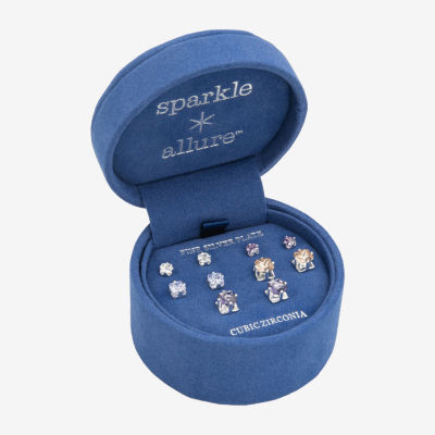 Sparkle Allure 5 Pair Crystal Square Earring Set