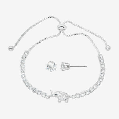 Sparkle Allure Elephant 2-pc. Cubic Zirconia Pure Silver Over Brass Jewelry Set