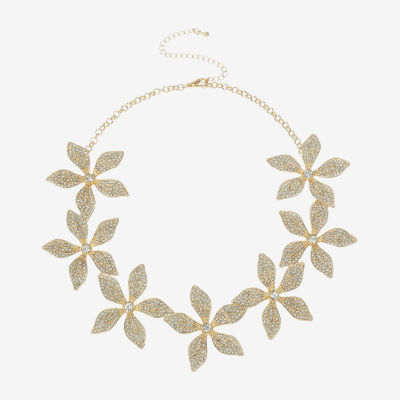 Bold Elements Gold Tone 20 Inch Flower Statement Necklace