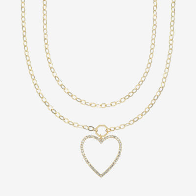 Bold Elements Gold Tone 22 Inch Heart Pendant Necklace