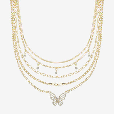 Bold Elements Gold Tone 22 Inch Heart Strand Necklace