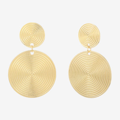 Bold Elements Gold Tone Round Drop Earrings
