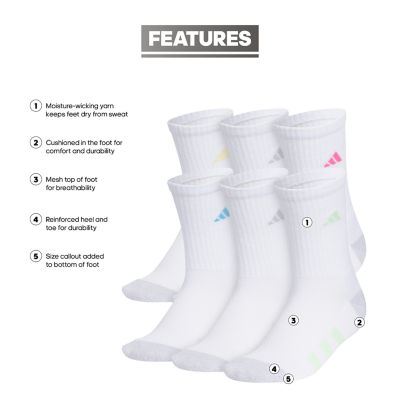 adidas Little & Big Girls 6 Pair Low Cut Socks