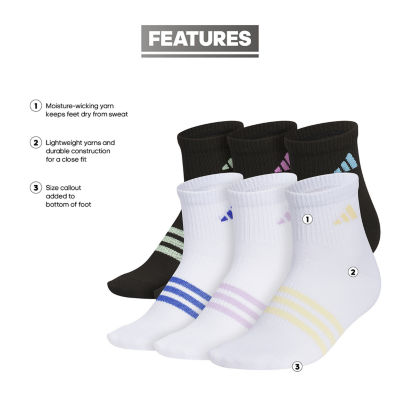 adidas Little & Big Girls 6 Pair Low Cut Socks