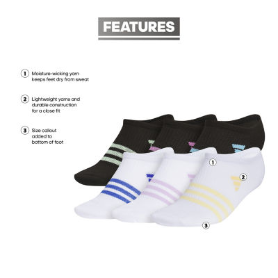 adidas Little & Big Girls 6 Pair No Show Socks