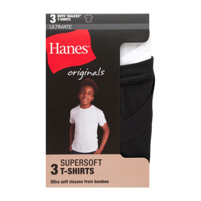 Hanes Originals Ultimate Little & Big Boys 3 Pack SuperSoft Crew Neck Short Sleeve T-Shirt